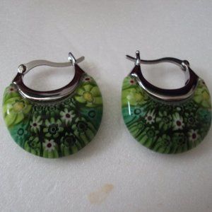New green basket earrings MST213
